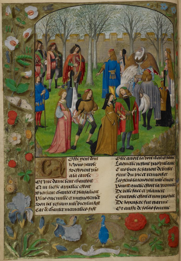 The Carolle in the Garden. The Lover is invited to dance with a group ...