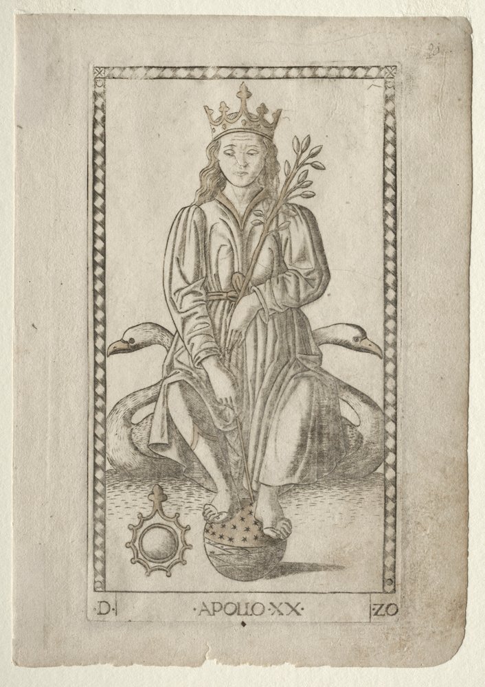 Apollo from the Tarocchi, Series D: Apollo and the Muses, #20 by Master of the E-Series Tarocchi