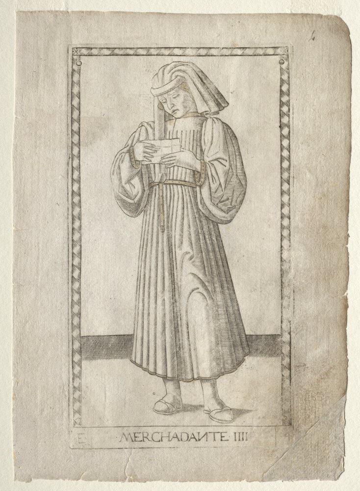 The Merchant from the Tarocchi, Series E: Conditions of Man, #4, Before 1467 by Master of the E-Series Tarocchi
