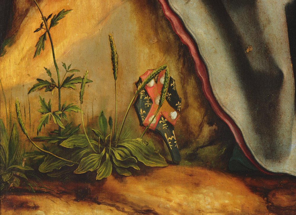 Visit of Saint Anthony to Saint Paul the Hermit (detail of the crest of Guido Gersi from the Isenheim Altarpiece) by Matthias Grünewald