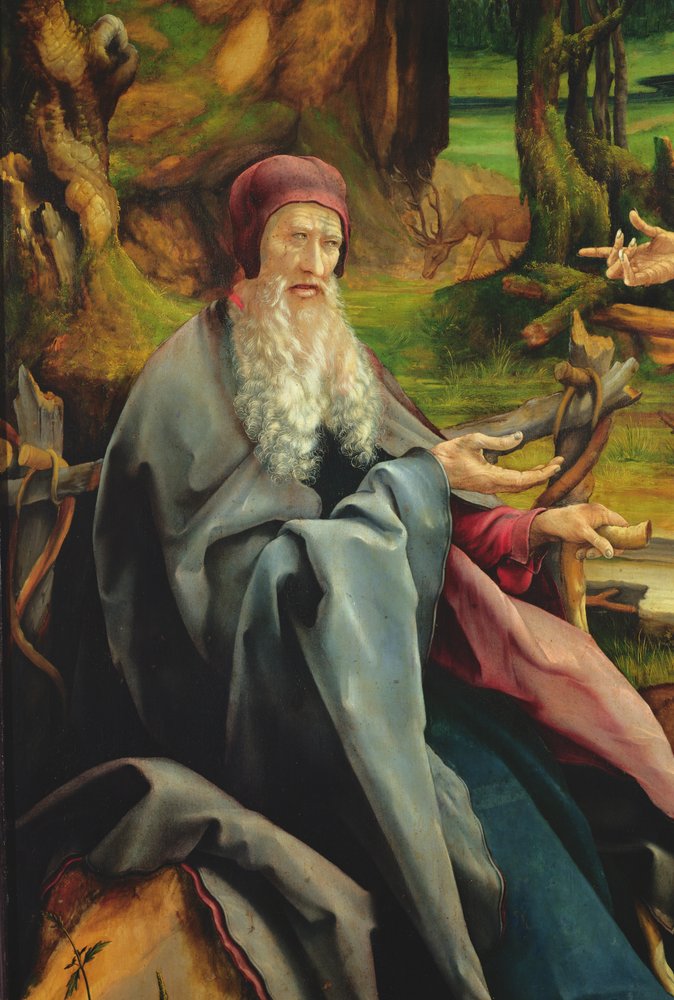 Visit of Saint Anthony to Saint Paul the hermit (detail) by Matthias Grünewald