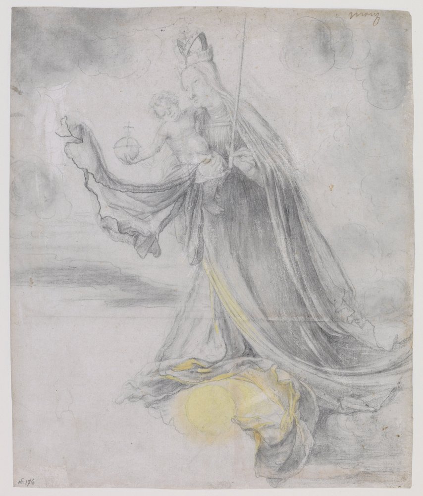Virgin and Child in the Clouds by Matthias (c.1480-1528) Grunewald