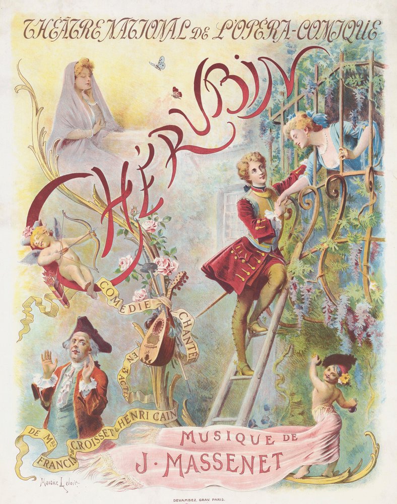 Premiere Poster for the Opera Chérubin by Jules Massenet