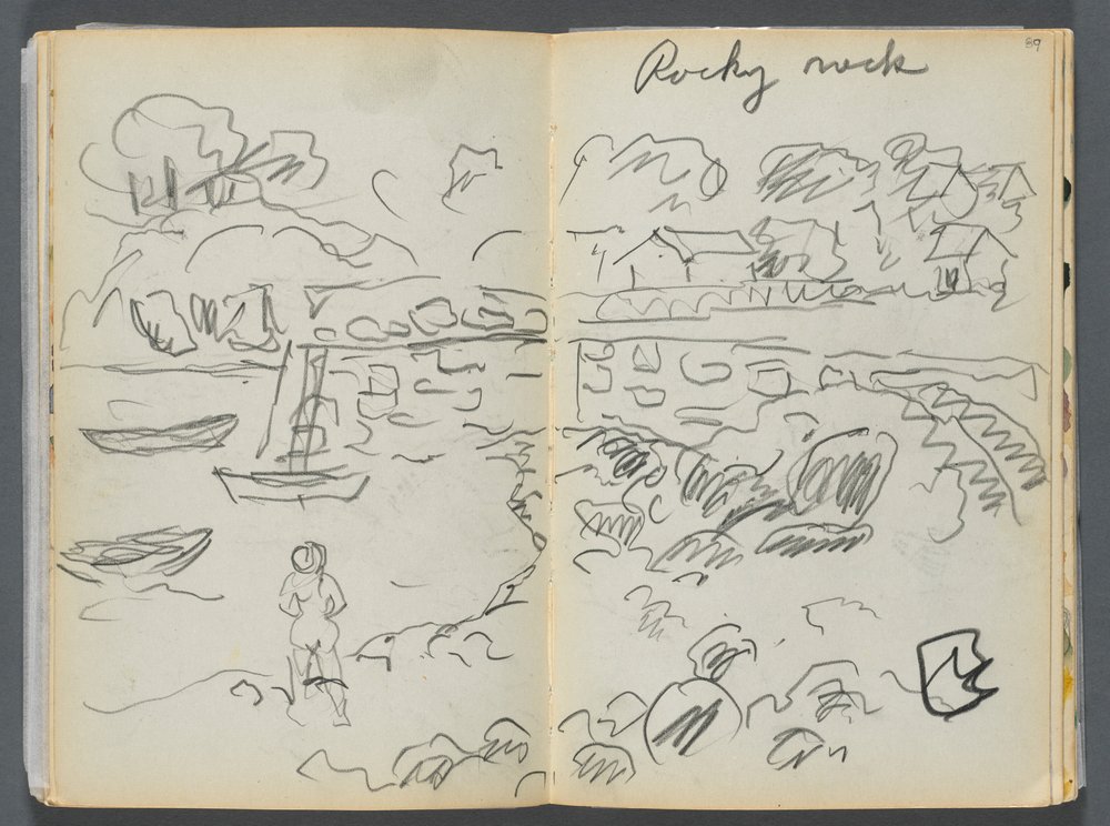 Sketchbook- The Granite Shore Hotel, Rockport, page 088 & 89: "Rocky Neck" by Maurice Prendergast
