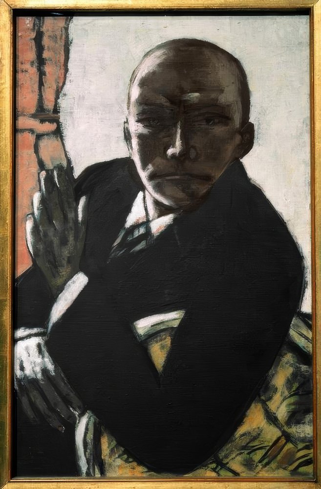 Self-Portrait in Black by Max Beckmann