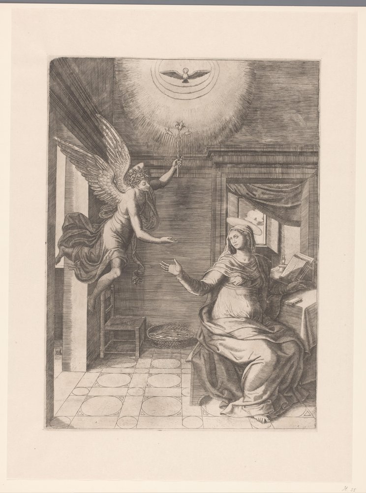 Annunciation by Meester van de Dobbelsteen