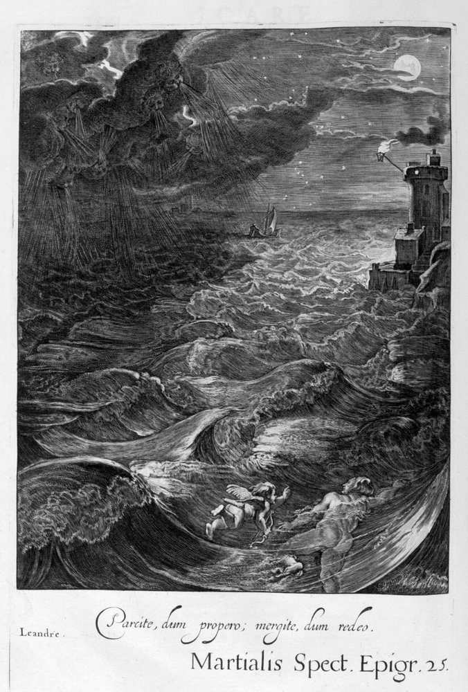 Leander Swims Over the Hellespont to Meet His Mistress Hero