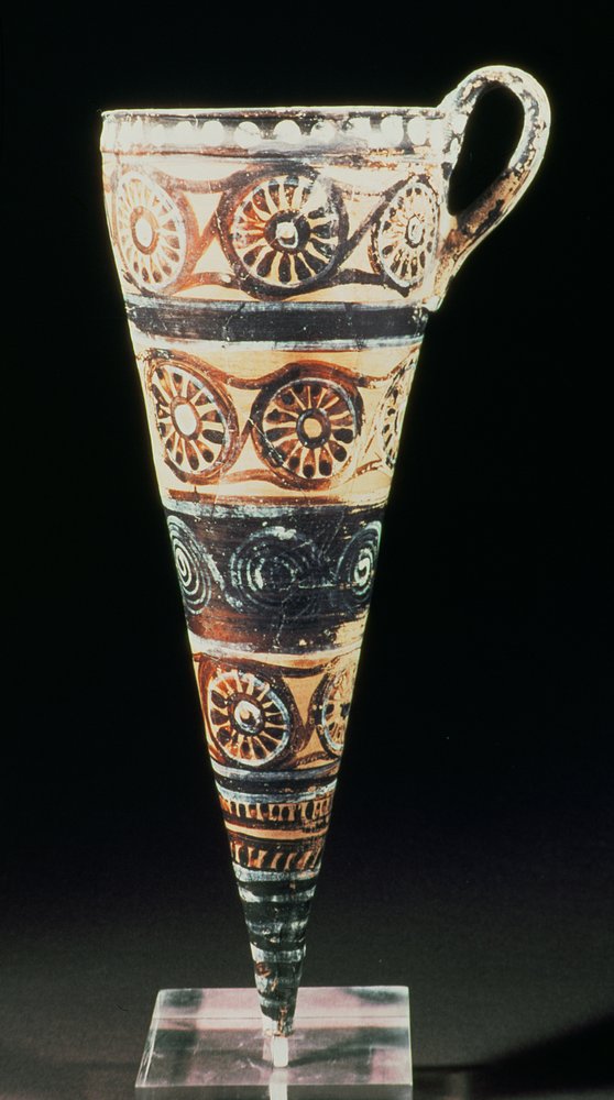 Conical Rhyton, removed from Akrotiri on the island of Thera (Santorini ...