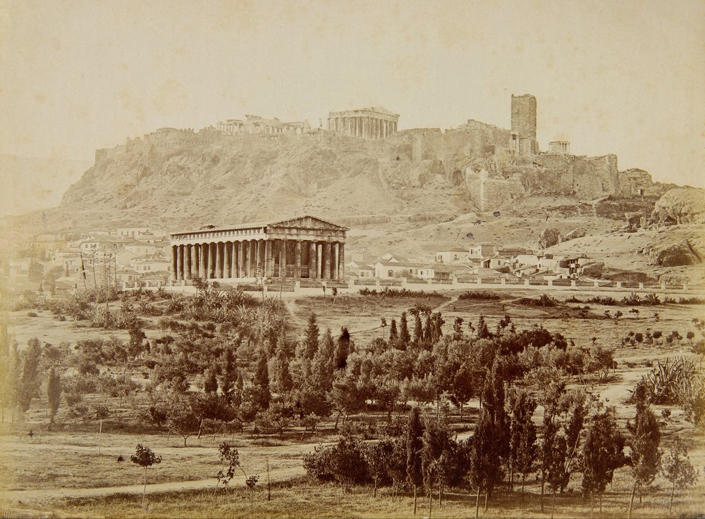 View of the Theseion with the Acropolis in the Distance by Moraites Petros