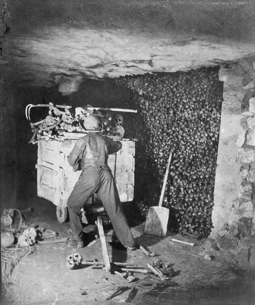 Interior of Catacombs, Paris, 1861 by Nadar