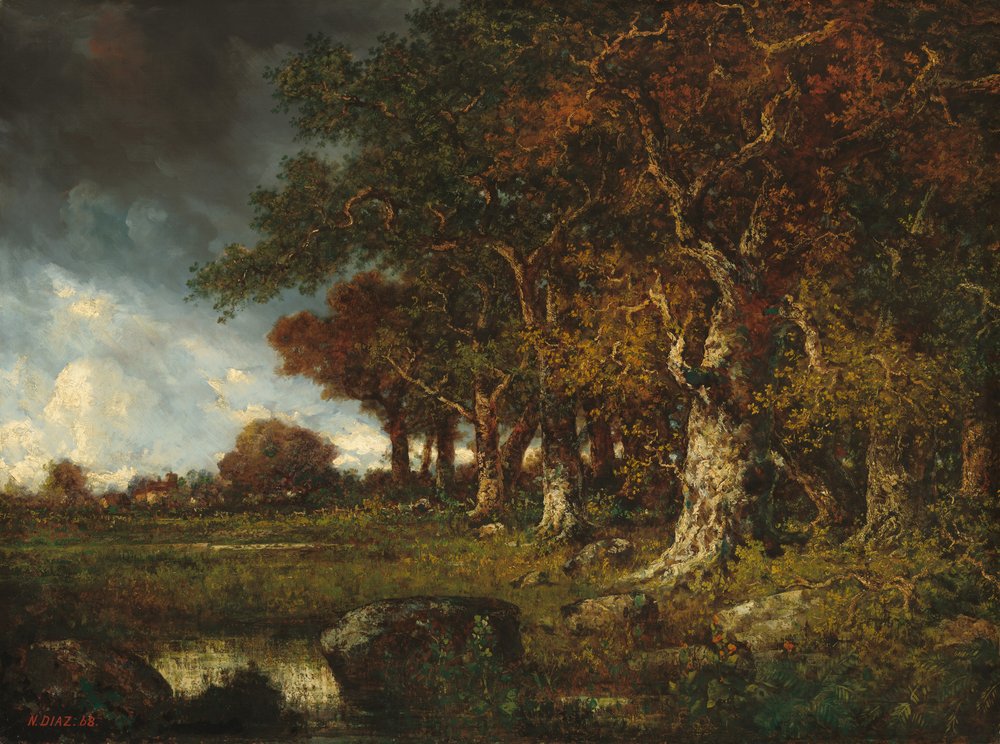 The Edge of the Forest at Les Monts-Girard, Fontainebleau by Narcisse Virgile Diaz de la Pena