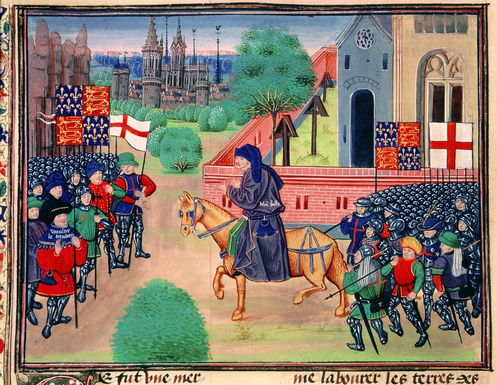 Peasants revolt showing the banners of England and St. George, John ...