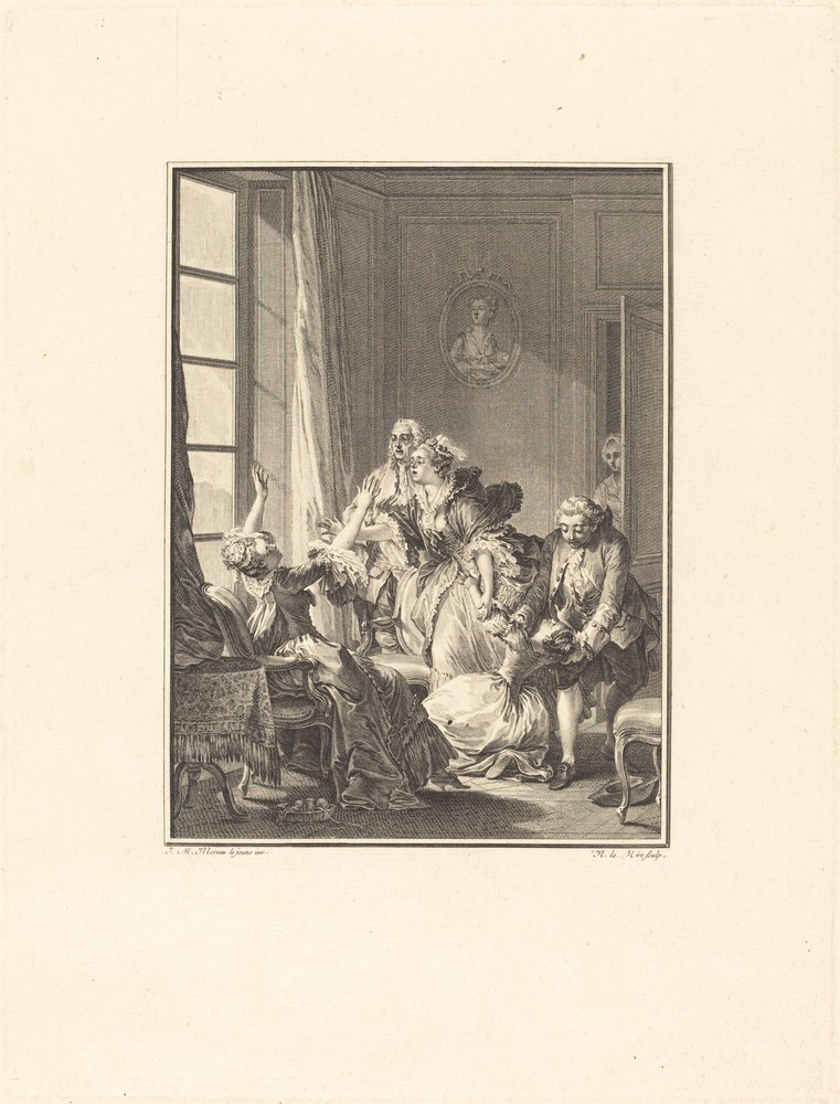 Julie Faints in an Armchair by Noël Le Mire after Jean Michel Moreau