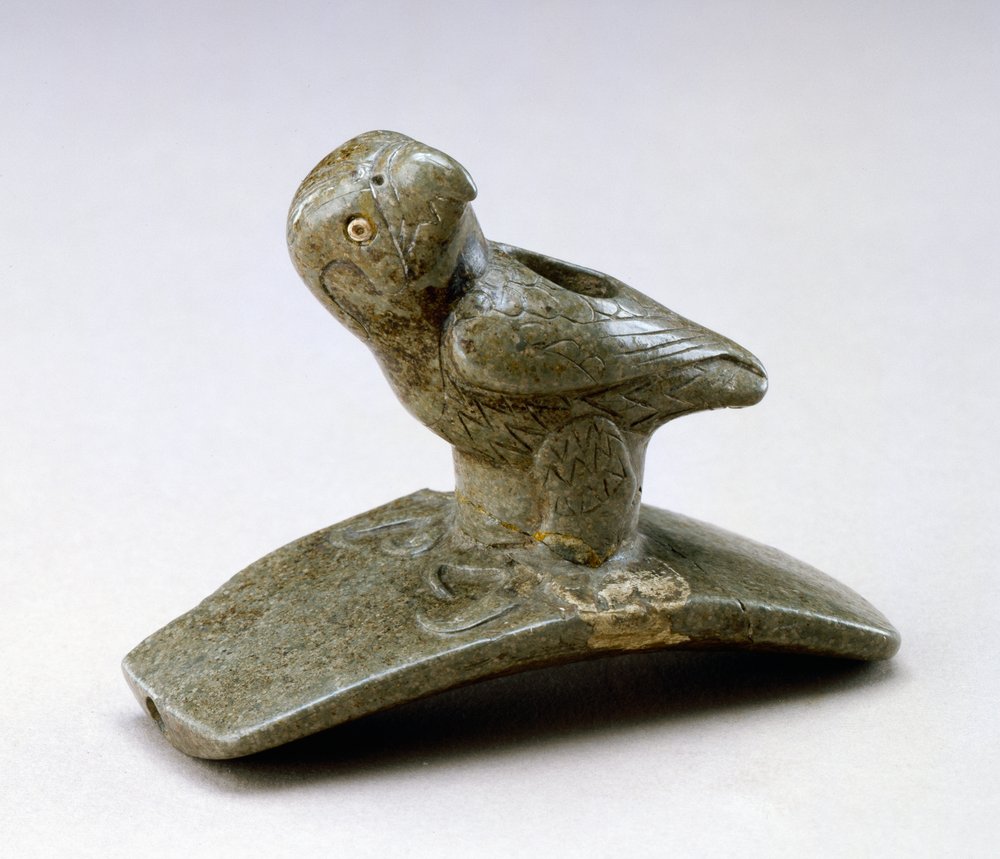 Falcon effigy pipe, 200 BC-100 AD by Ohio Hopewell culture