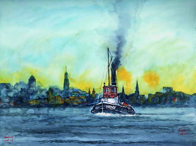 Hamburg Wakes Up by Ole West