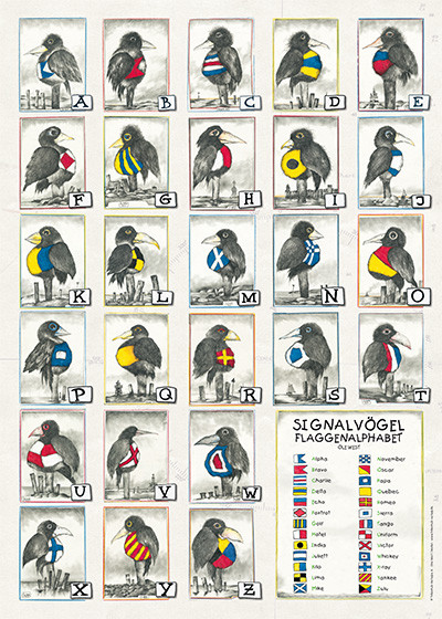 Signal Birds - Flag Alphabet by Ole West