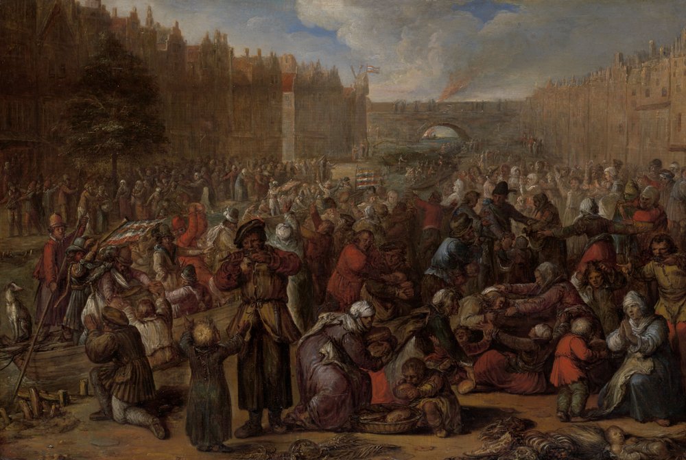 Distribution of Herring and White Bread at the Relief of Leiden, 3 October 1574, c. 1600 by Otto van Veen