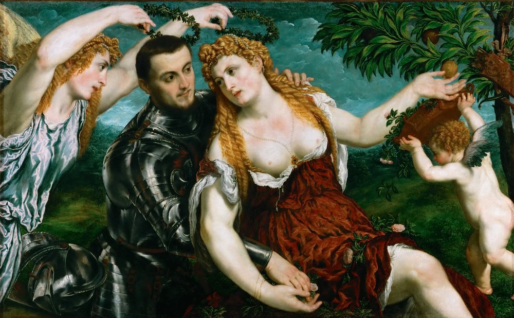 Allegory - Venus, Mars, and Cupid Crowned by Victory by Paris Bordone