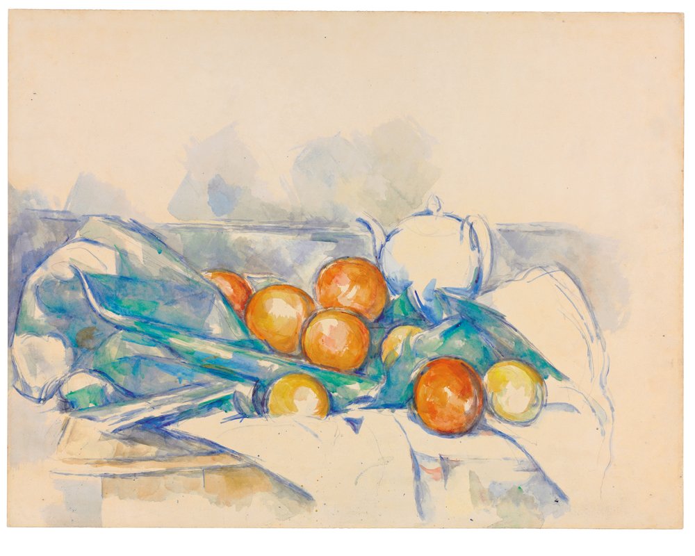 Teapot and Oranges (The Tablecloth), c.1895-1900 by Paul Cezanne