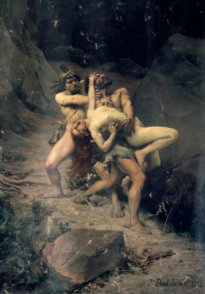 “A Rape in the Stone Age”, 1888 by Paul Joseph Jamin