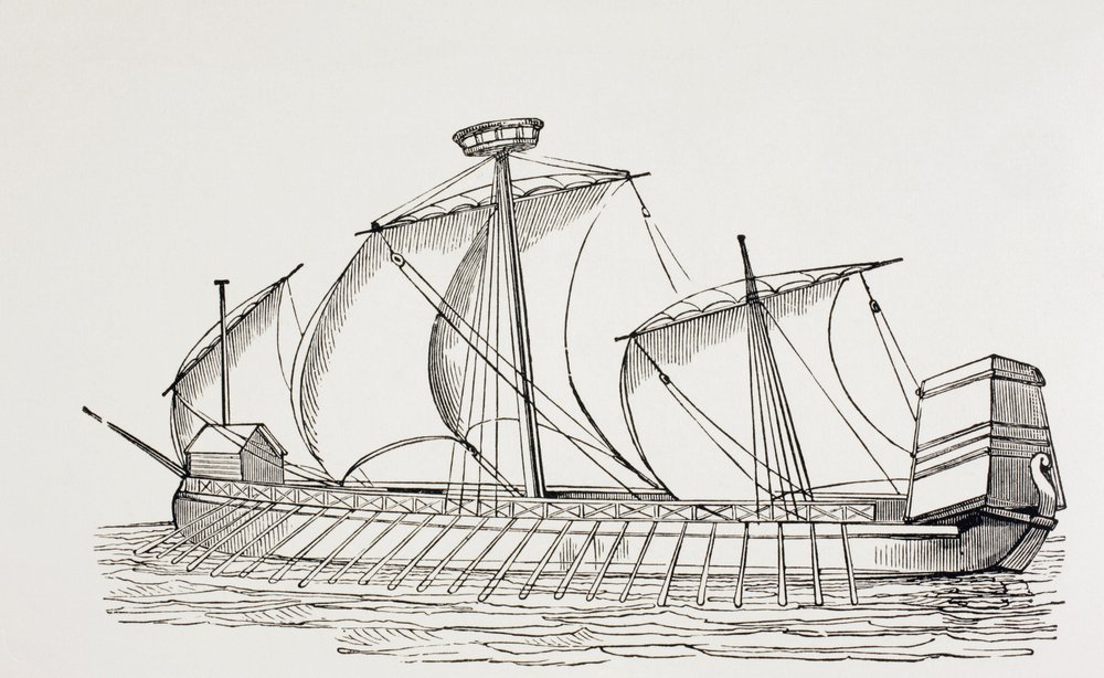16th Century Three Masted Galley with Square Sails