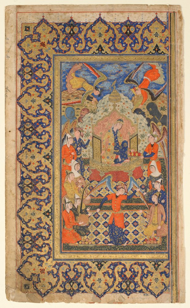 Folio from a Shahnama (Book of Kings) by Firdawsi; Bilqis Enthroned ...