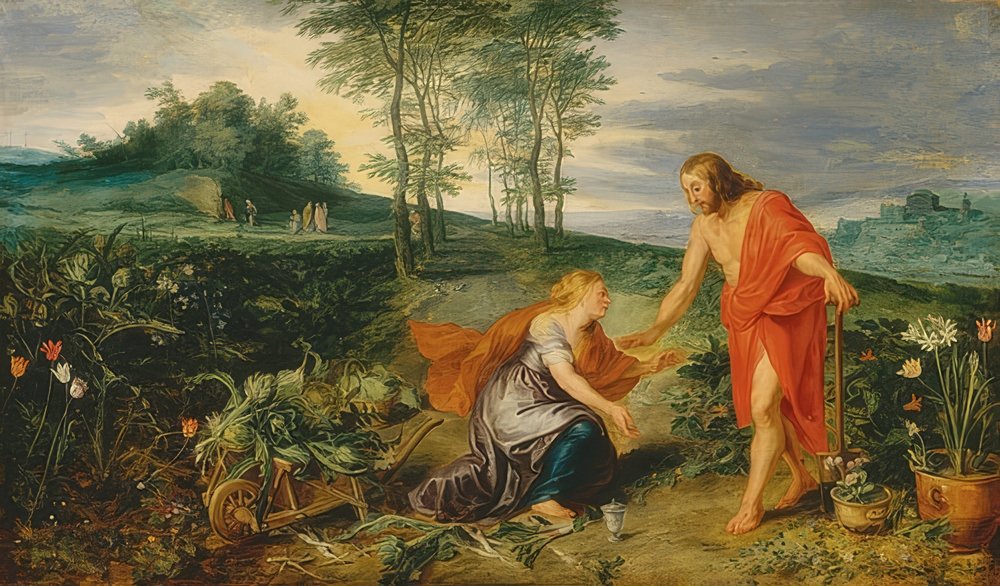 Christ appears to Mary Magdalene on Easter morning (Noli me tangere). Circa 1626 by Peter Paul Rubens