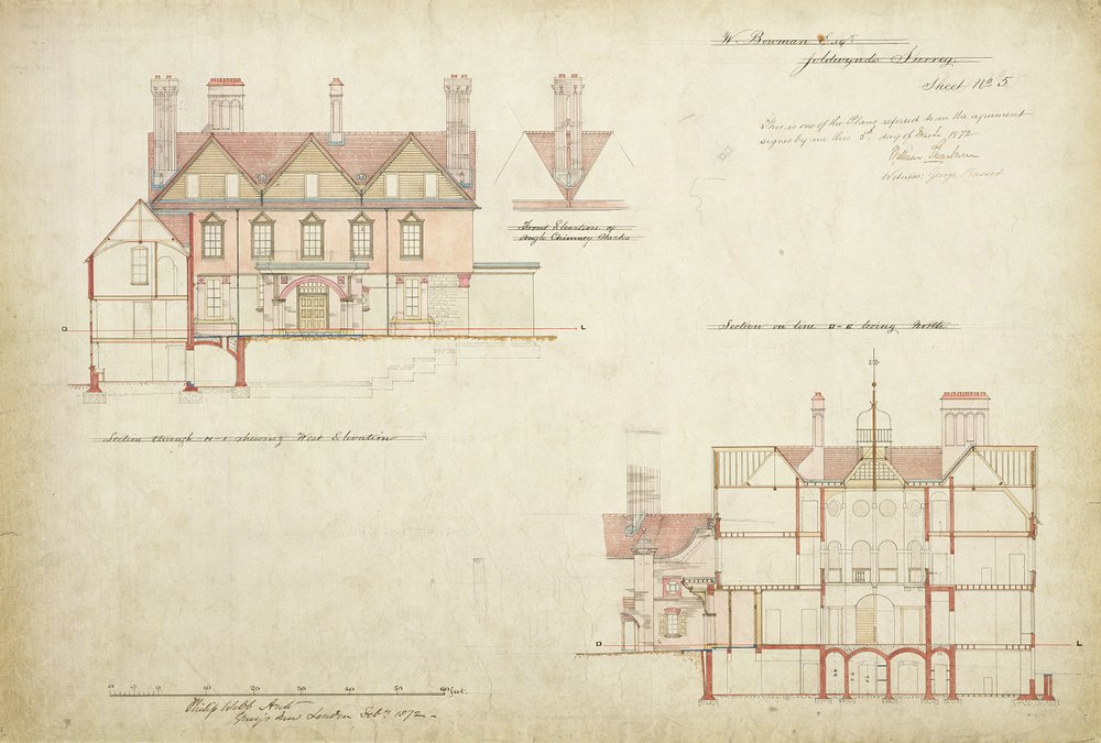 Design for Joldwyns, Surrey, 1872 by Philip Webb