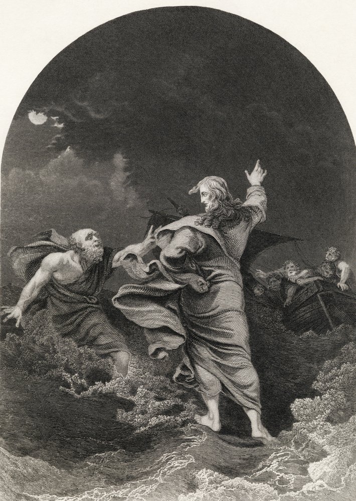 Christ walking on the sea, engraved by S. Allen, from 'The National ...
