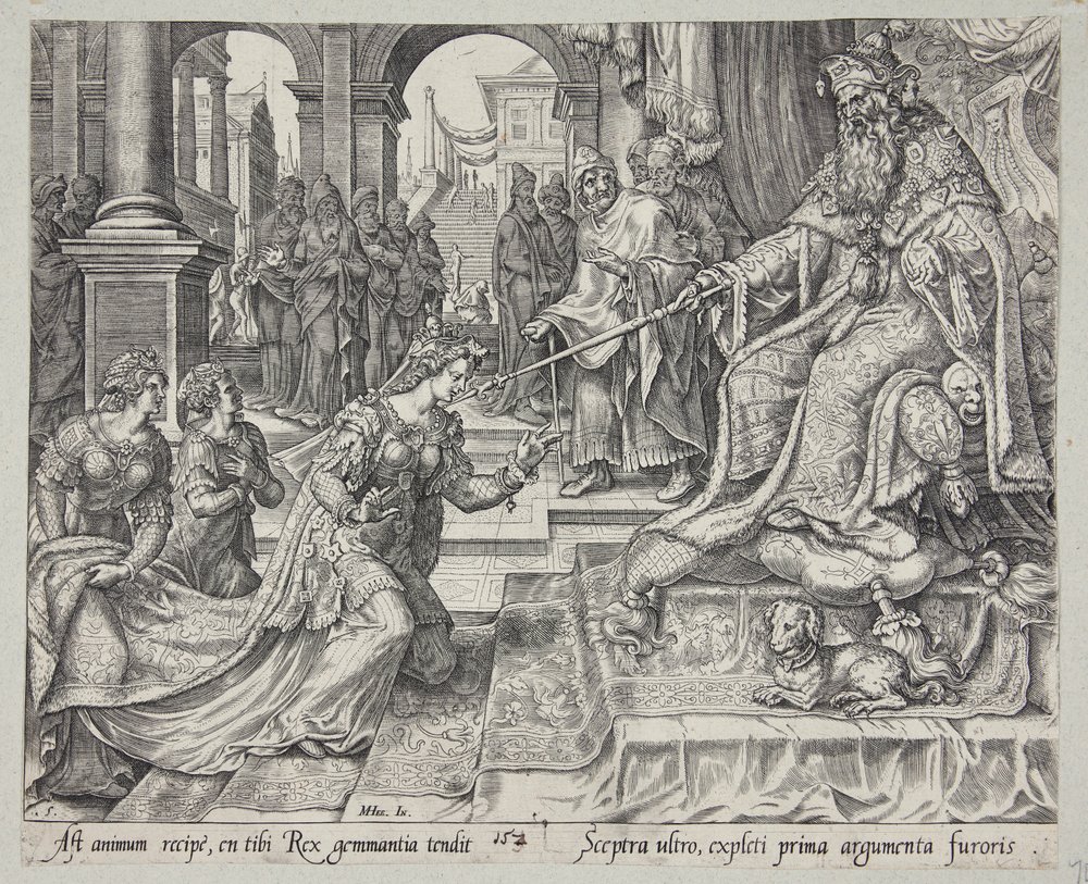 Esther Before Ahasuerus, Inviting Him for a Banquet by Philips Galle