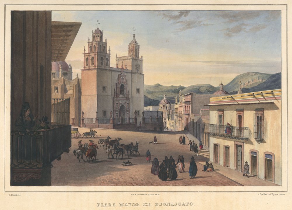 Plaza Mayor de Guanajuato, View of the Main Square of Guanajuato, Guanajuato by Pierre Frédéric Lehnert