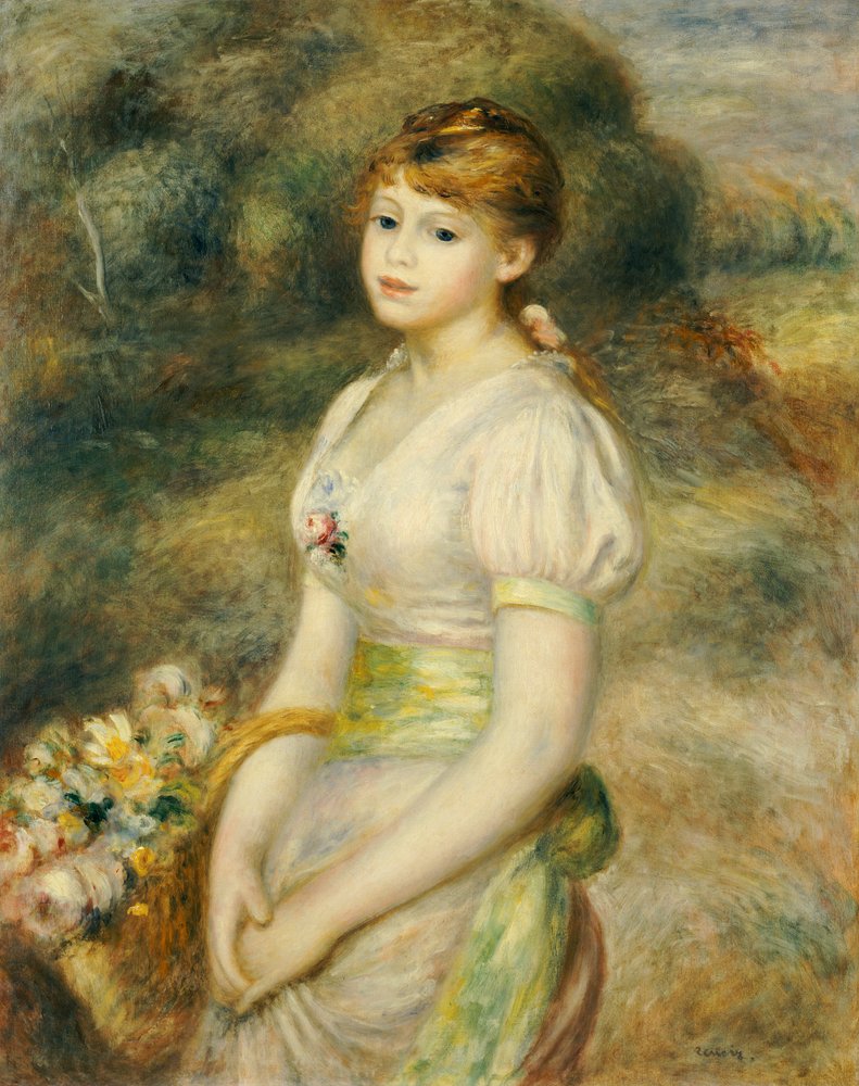 Pierre-Auguste Renoir 【野の花を持つ少女】 Young Girl with a Basket of Flowers by Pierre-Auguste Renoir