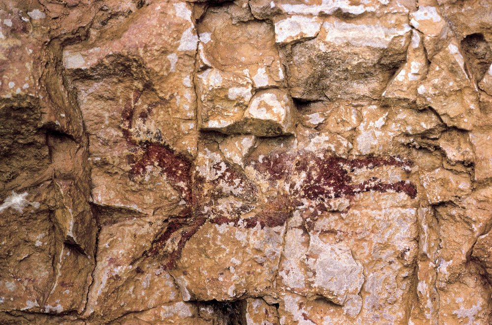 A Running Goat, Mesolithic Period, Spain, Remigia Cave, Barranco de la ...