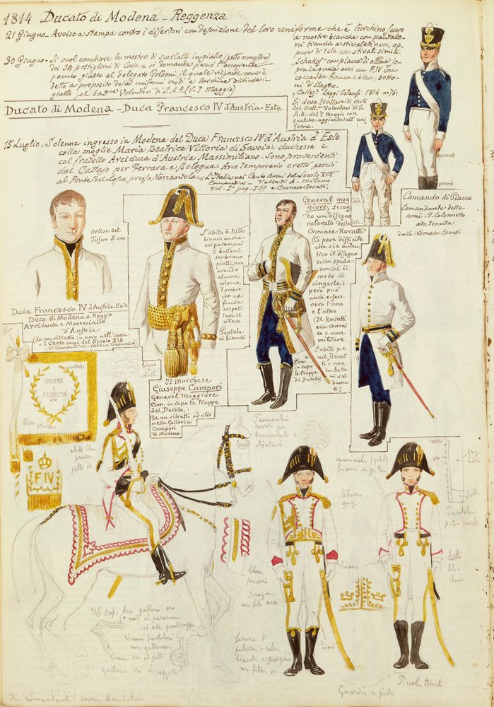 Uniforms of Duchy of Modena by Quinto Cenni: Fine art print