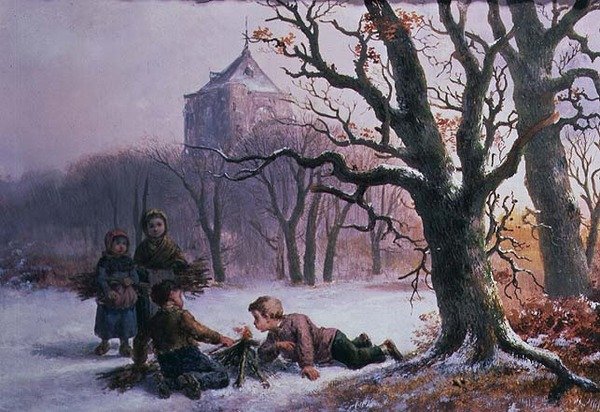 Children Playing in the Snow by R. Favelle