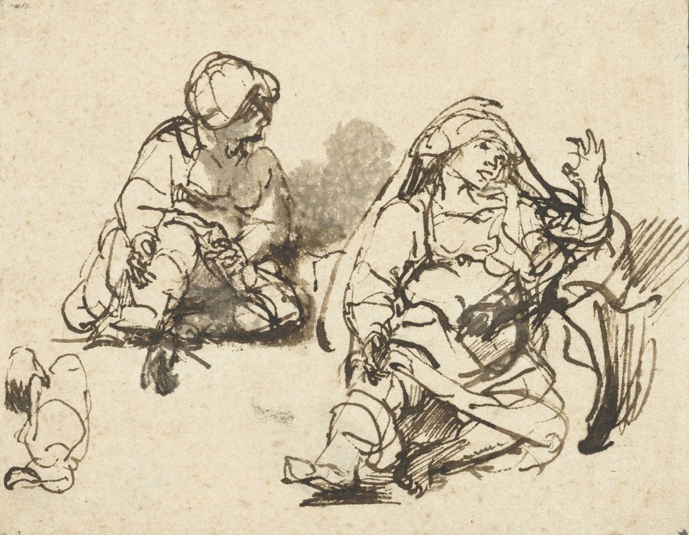 Studies for the Sick Woman in the 'Hundred Guilder Print'