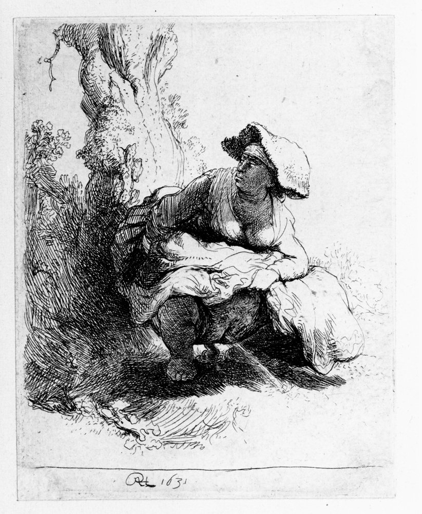Young girl urinating Woman Urinating Under a Tree by Rembrandt van Rijn