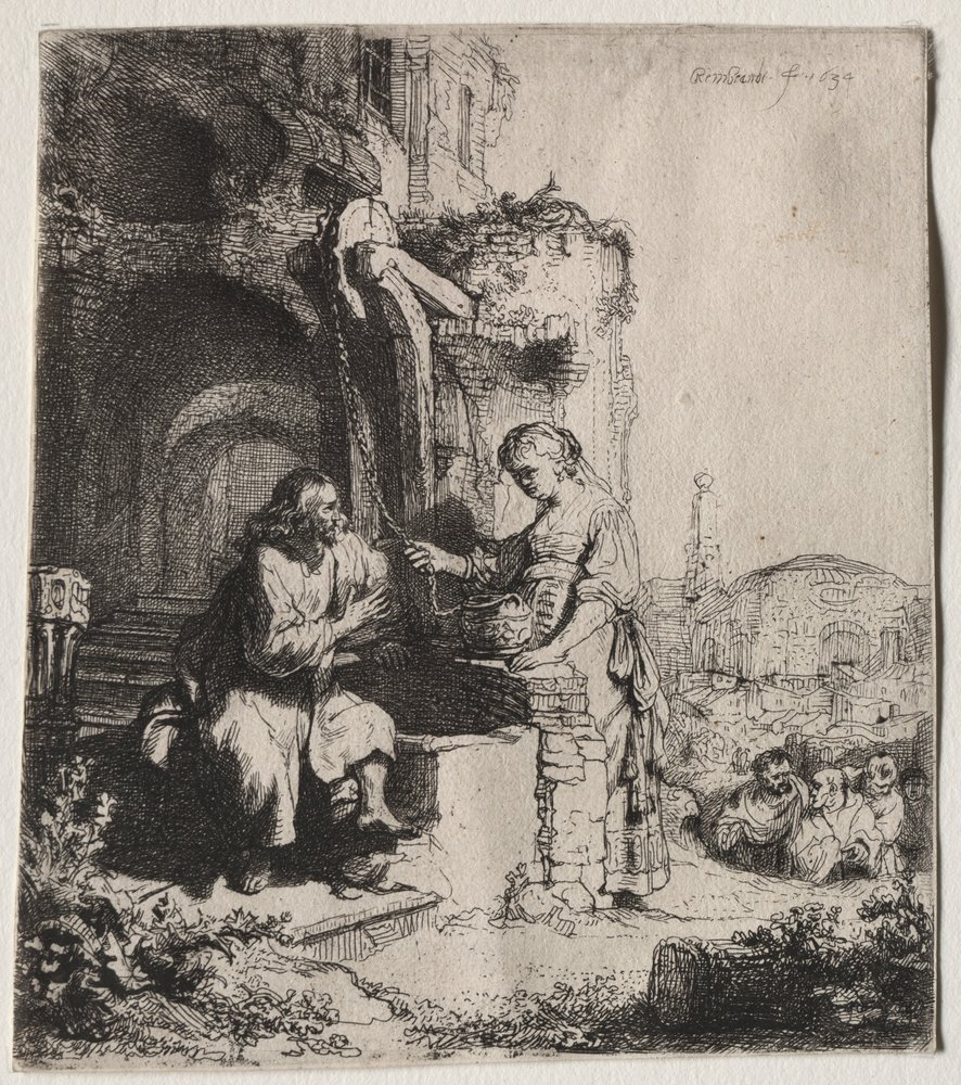 Christ and the Woman of Samaria Among Ruins by Rembrandt van Rijn