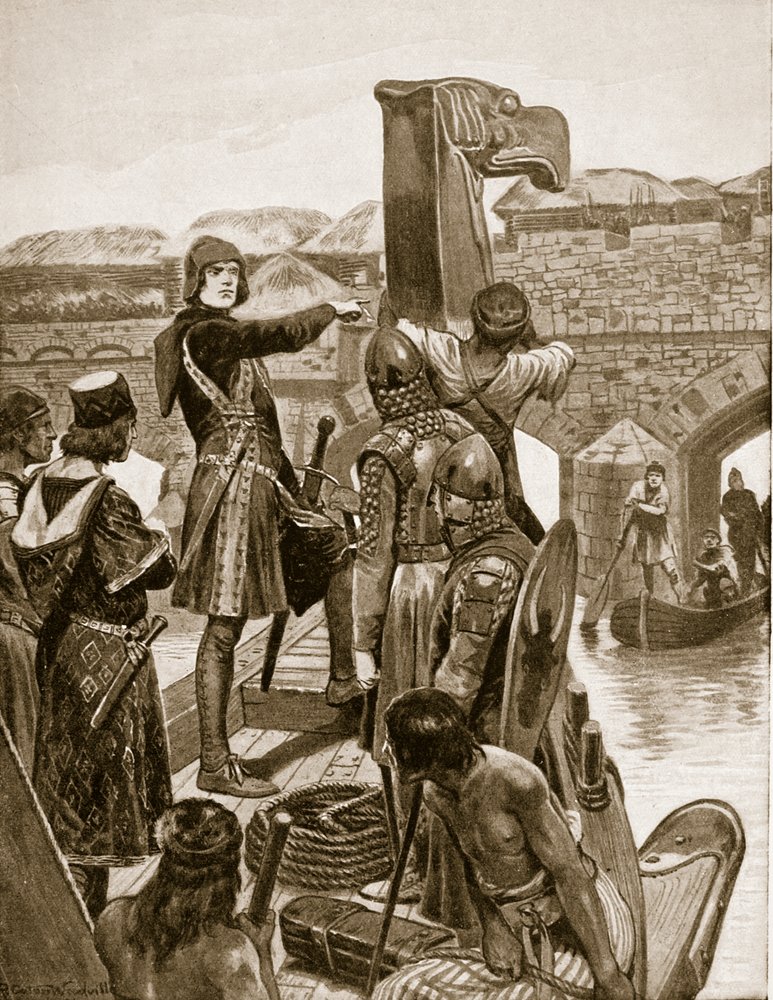 Earl Godwin sails under London Bridge in 1052, to join his son Harold ...