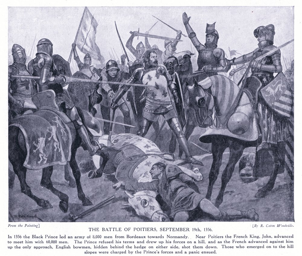 The Battle of Poitiers AD1356, 1920s by Richard Caton Woodville junior