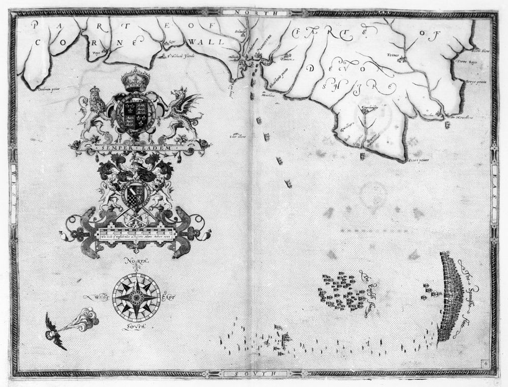 Map No.4 Showing the Route of the Armada Fleet, Engraved by Augustine ...