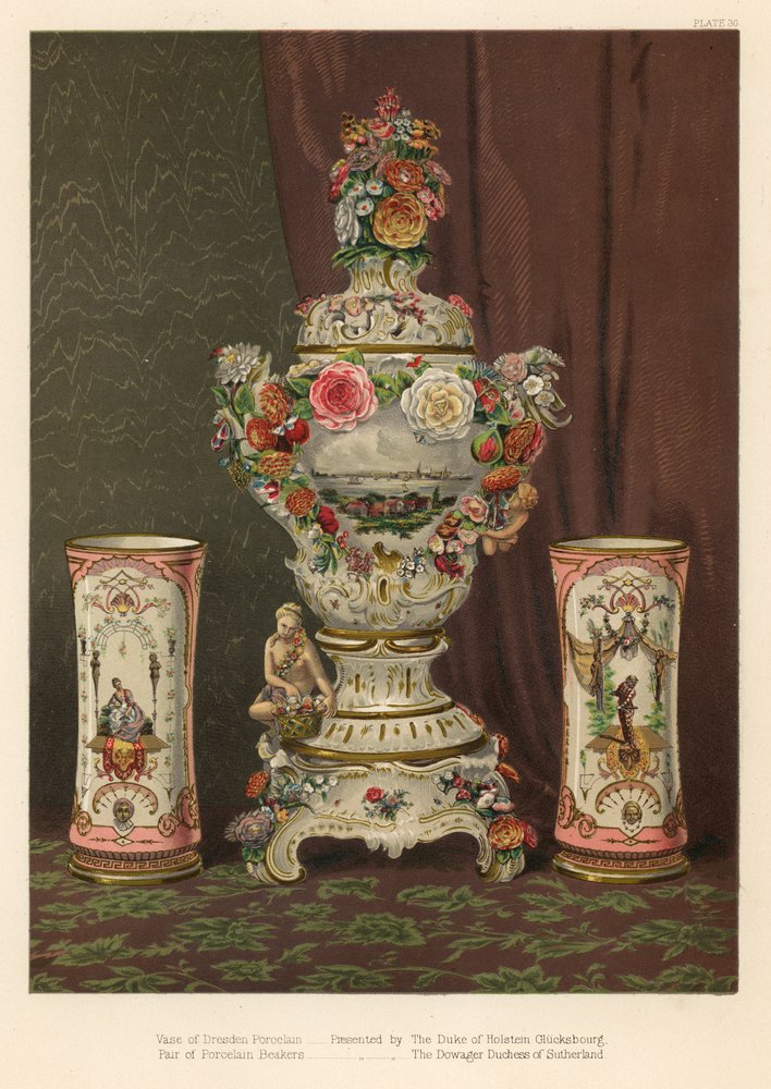 Dresden porcelain and porcelain beakers, wedding presents by Robert Dudley