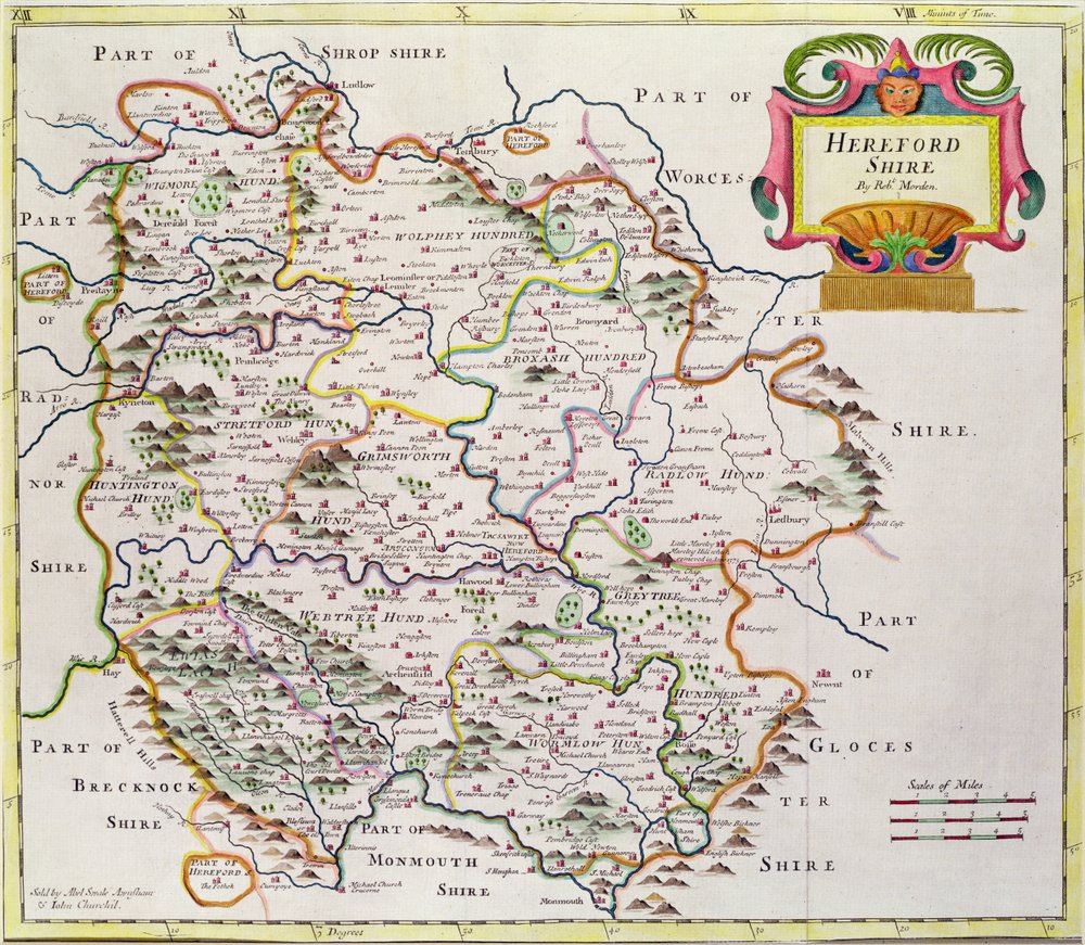 Map of Herefordshire, 1695 by Robert Morden