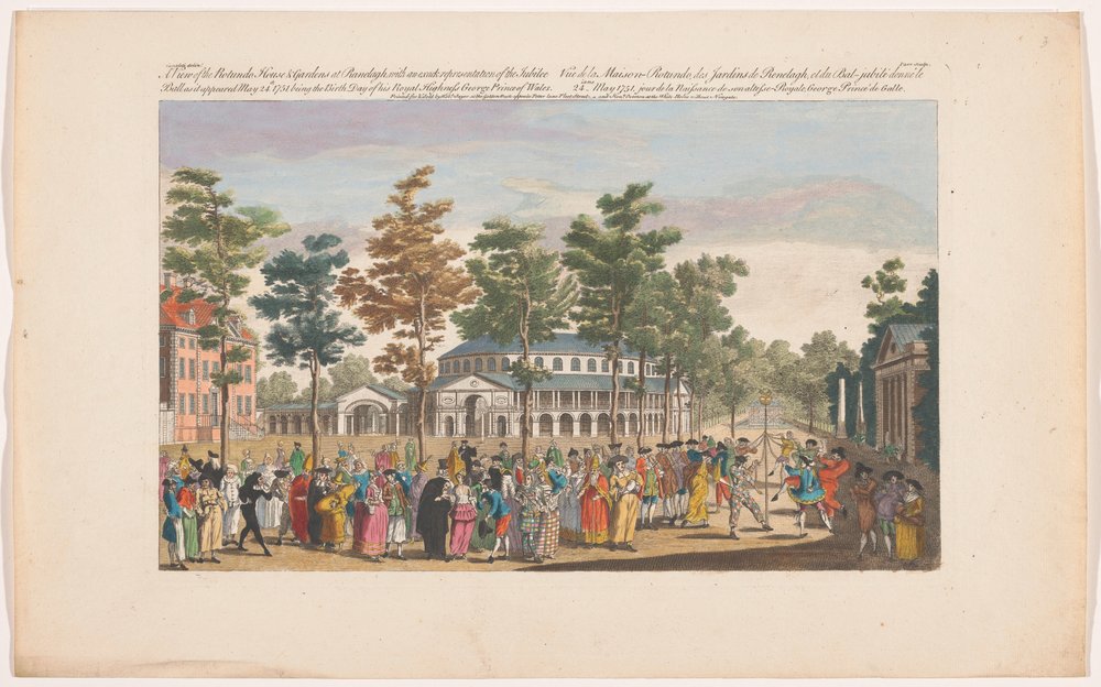 View of the Rotunda in Ranelagh Gardens, London with a Masquerade Ball ...