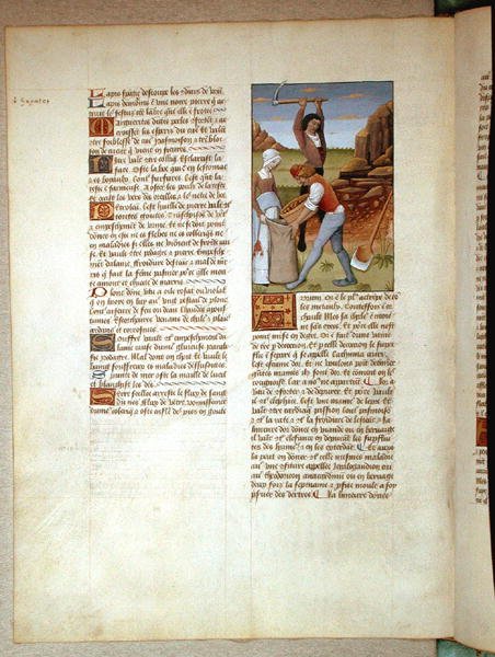Mining gold, illustration from The Book of Simple Medicines by Matthaeus Platearius by Robinet Testard