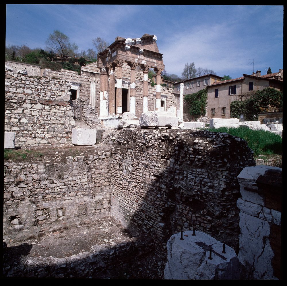 Roman art: view of the capitol, 73 A.D., Brescia, Italy