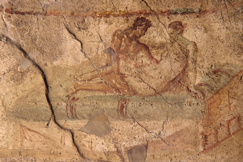 Erotic fresco from the Lupanar, Pompeii (UNESCO World Heritage List) by Roman Roman