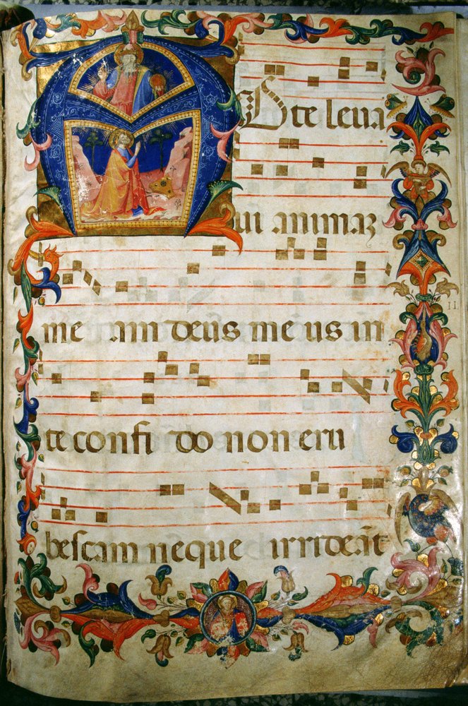 Historiated Initial 'A' Depicting King David and God the Father