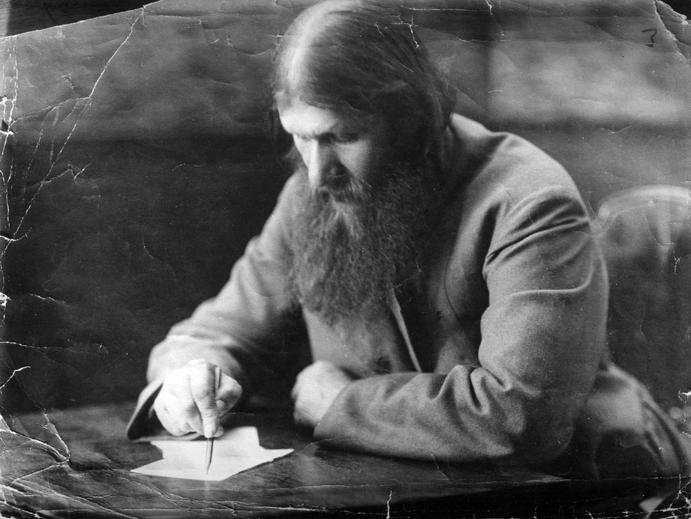 Portrait of Rasputin writing by Russian Photographer