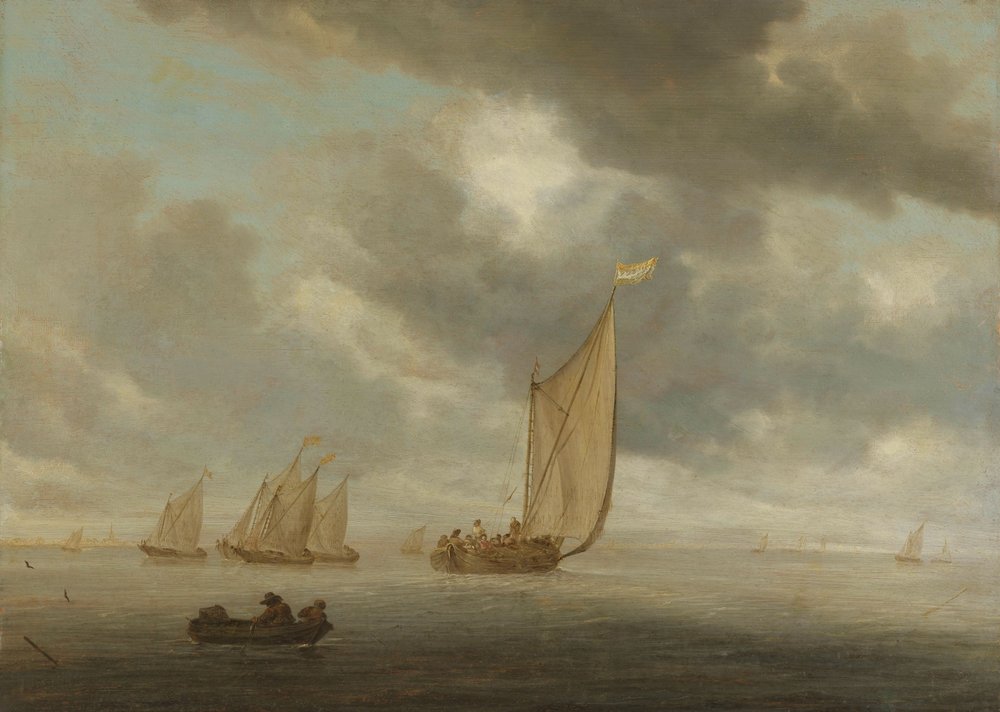 Sailing Vessels on an Inland Body of Water by Salomon van Ruisdael or Ruysdael
